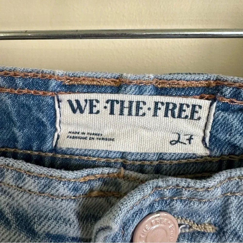 We The Free People Womens 27 Light Wash Haywire High Rise Cargo Jeans Wide Leg 4